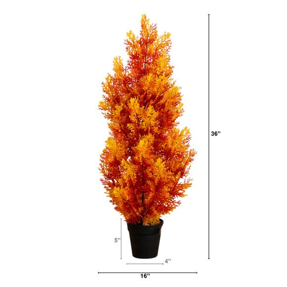 3-ft UV Resistant Autumn Artificial Fall Cedar Tree Indoor/Outdoor - SKU #T5338 - 1