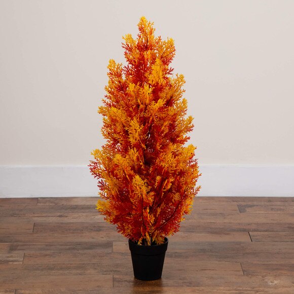 3-ft UV Resistant Autumn Artificial Fall Cedar Tree Indoor/Outdoor - SKU #T5338 - 7