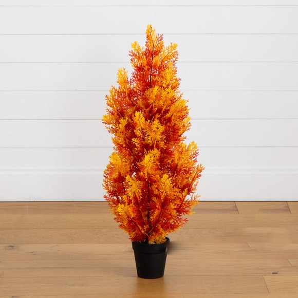 3-ft UV Resistant Autumn Artificial Fall Cedar Tree Indoor/Outdoor - SKU #T5338 - 8