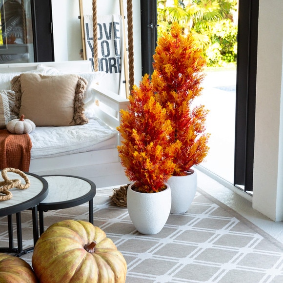 3-ft UV Resistant Autumn Artificial Fall Cedar Tree Indoor/Outdoor - SKU #T5338 - 9