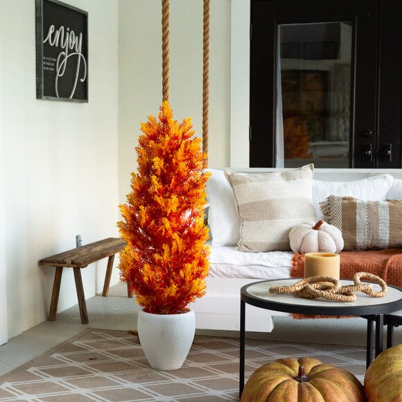 4-ft UV Resistant Autumn Artificial Fall Cedar Tree Indoor/Outdoor - SKU #T5339 - 3