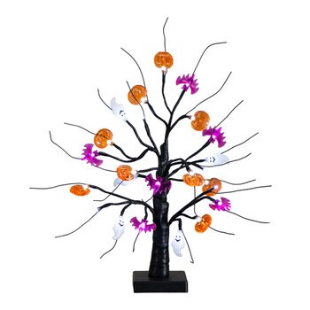 18-in Pre-Lit Artificial Halloween Ghost Bats Pumpkins 24 LED Lighted Ornament Tree - SKU #T5368