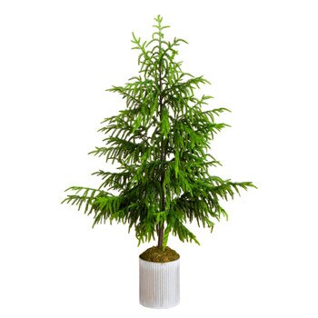 5-ft Artificial Real Touch Norfolk Island Pine in Metal Tin Planter with Natural Look - SKU #T5385
