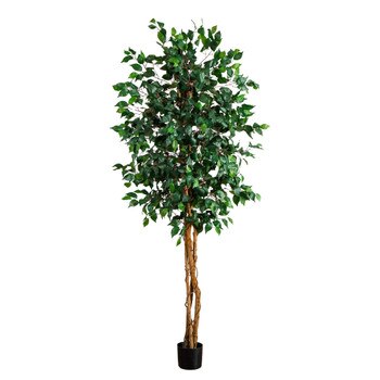 74 Triple Trunk Ficus Artificial Tree with Natural Trunks - SKU #T5404