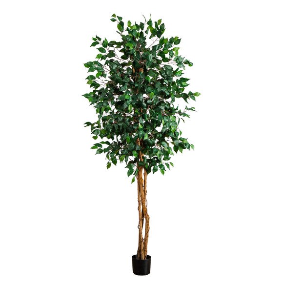 74 Triple Trunk Ficus Artificial Tree with Natural Trunks - SKU #T5404