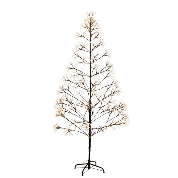 6-ft Pre-Lit Artificial Halloween Black Starburst Tree with 1680 Fairy Warm White LED Lights - SKU #T5410