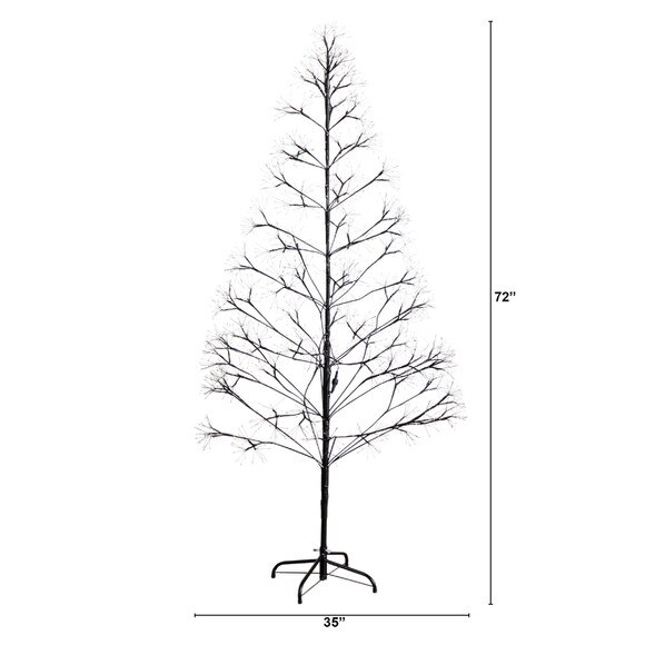 6-ft Pre-Lit Artificial Halloween Black Starburst Tree with 1680 Fairy Warm White LED Lights - SKU #T5410 - 1