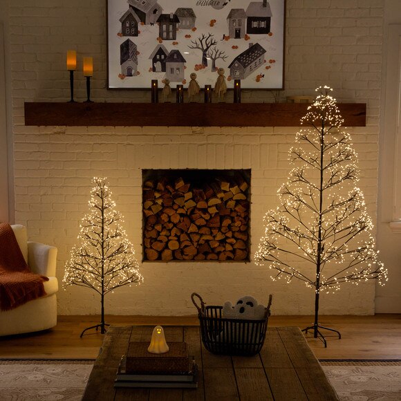 6-ft Pre-Lit Artificial Halloween Black Starburst Tree with 1680 Fairy Warm White LED Lights - SKU #T5410 - 10