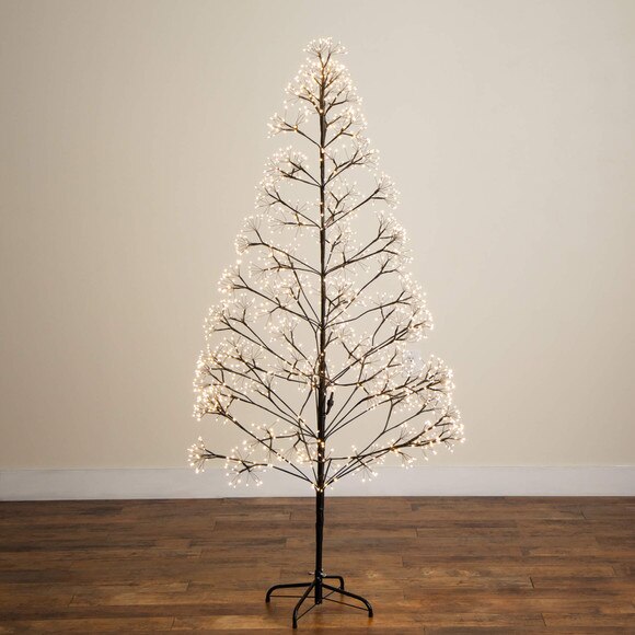 6-ft Pre-Lit Artificial Halloween Black Starburst Tree with 1680 Fairy Warm White LED Lights - SKU #T5410 - 12