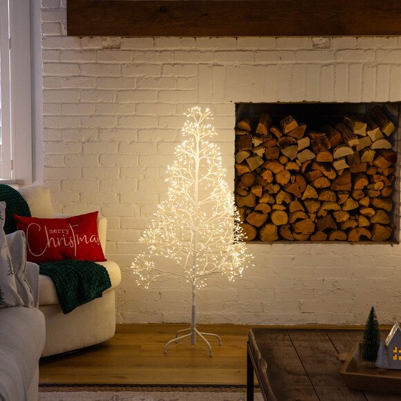 4-ft Pre-Lit Artificial White Starburst Tree with 800 Fairy Warm White LED Lights - SKU #T5411 - 8