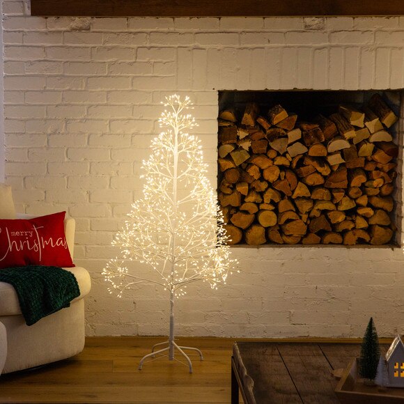 4-ft Pre-Lit Artificial White Starburst Tree with 800 Fairy Warm White LED Lights - SKU #T5411 - 10