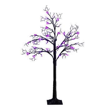 4-ft Pre-Lit Artificial Halloween Spider Twig Tree with 48 Purple LED Lights - SKU #T5425