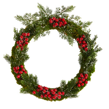 20 Iced Pine and Berries Artificial Christmas Wreath - SKU #W1047