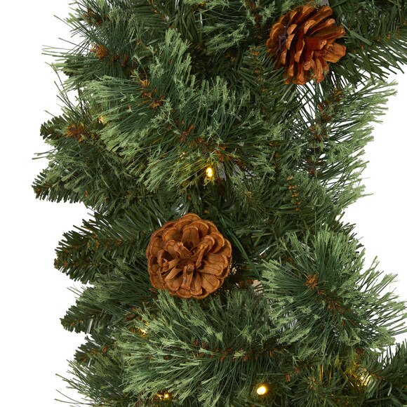24 White Mountain Pine Artificial Christmas Wreath with 35 LED Lights and Pinecones - SKU #W1112 - 2