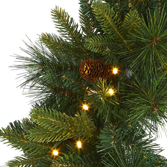 24 Mixed Pine Artificial Christmas Wreath with 35 Clear LED Lights and Pinecones - SKU #W1114 - 3