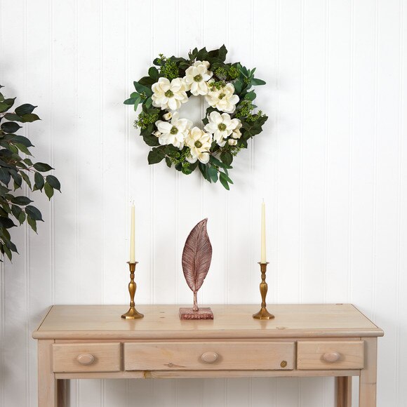 23 Magnolia Eucalyptus and Berries Artificial Wreath - SKU #W1136 - 3