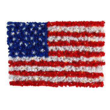 3 x 2 Red White and Blue American Flag Wall Panel with 100 Warm LED Lights Indoor/Outdoor - SKU #W1170