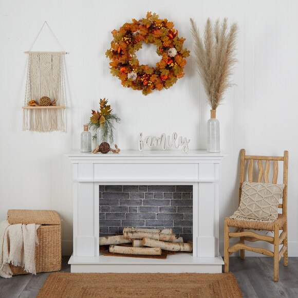 30 Autumn Pumpkin and Maple Leaf Artificial Fall Wreath - SKU #W1182 - 3
