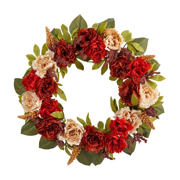 30 Harvest and Peony Artificial Wreath - SKU #W1187
