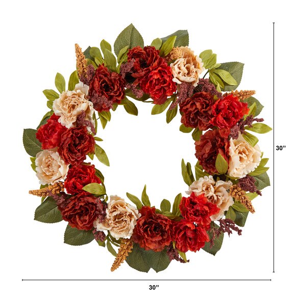 30 Harvest and Peony Artificial Wreath - SKU #W1187 - 1