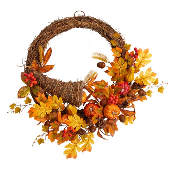 26 Autumn Artificial Cornucopia Fall Wreath - SKU #W1191