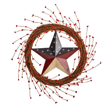 20 Americana Patriotic Star Wreath Red White and Blue - SKU #W1215