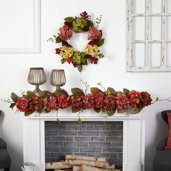 6 Fall Hydrangea and Berry Artificial Autumn Garland - SKU #W1227 - 2