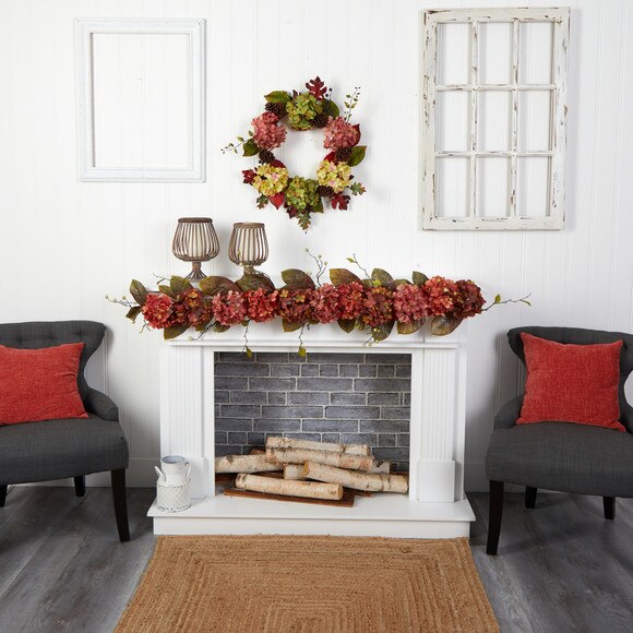 6 Fall Hydrangea and Berry Artificial Autumn Garland - SKU #W1227 - 3
