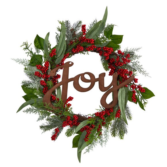 24 Joy and Berries Artificial Christmas Wreath - SKU #W1264