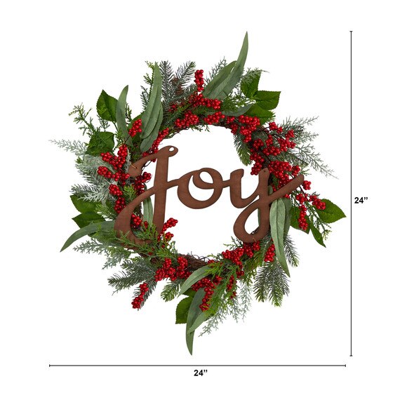 24 Joy and Berries Artificial Christmas Wreath - SKU #W1264 - 1