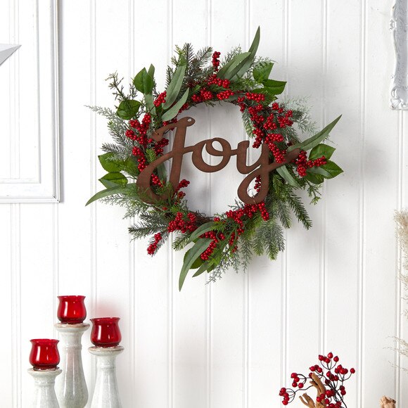 24 Joy and Berries Artificial Christmas Wreath - SKU #W1264 - 2