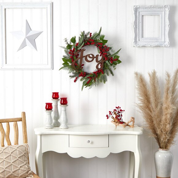 24 Joy and Berries Artificial Christmas Wreath - SKU #W1264 - 3