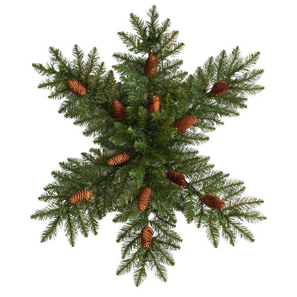 30 Pre-Lit Snowflake Artificial Dunhill Fir Wreath with Pinecones and 40 LED Lights - SKU #W1290 - 2