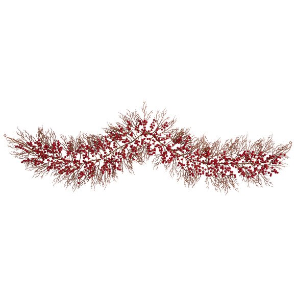 6 Red Berry Artificial Christmas Garland - SKU #W1296
