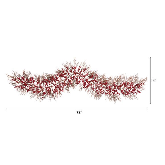 6 Red Berry Artificial Christmas Garland - SKU #W1296 - 1