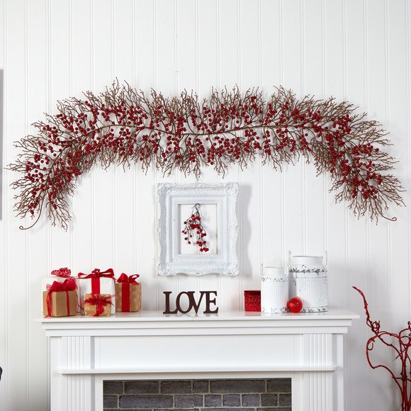 6 Red Berry Artificial Christmas Garland - SKU #W1296 - 2