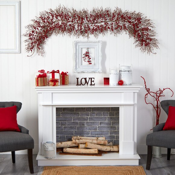 6 Red Berry Artificial Christmas Garland - SKU #W1296 - 3