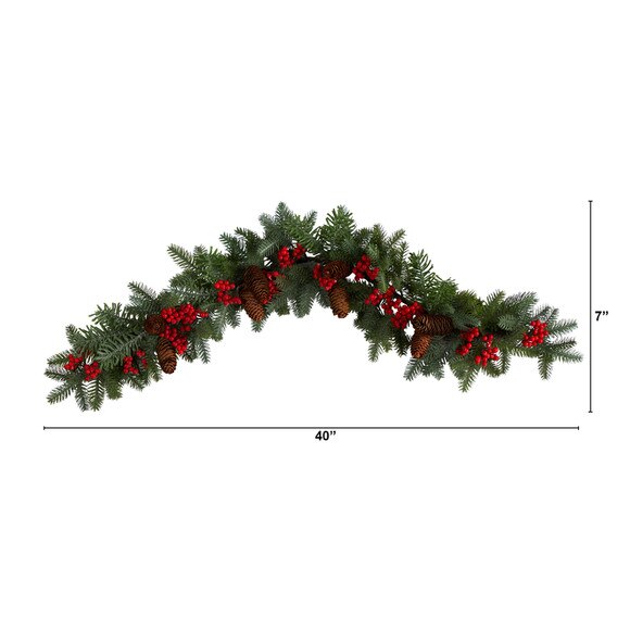 40 Pines Red Berries and Pinecones Artificial Christmas Garland - SKU #W1316 - 1