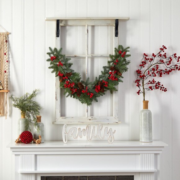 40 Pines Red Berries and Pinecones Artificial Christmas Garland - SKU #W1316 - 2