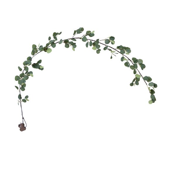 6.5 Lighted Artificial Eucalyptus Garland with 100 Warm White LED Lights - SKU #W1368