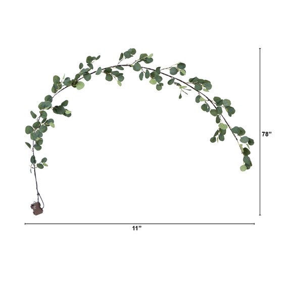 6.5 Lighted Artificial Eucalyptus Garland with 100 Warm White LED Lights - SKU #W1368 - 1