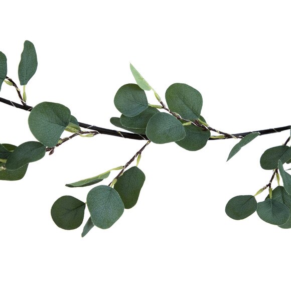 6.5 Lighted Artificial Eucalyptus Garland with 100 Warm White LED Lights - SKU #W1368 - 3