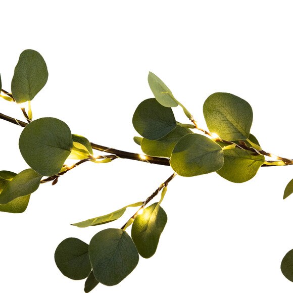 6.5 Lighted Artificial Eucalyptus Garland with 100 Warm White LED Lights - SKU #W1368 - 4