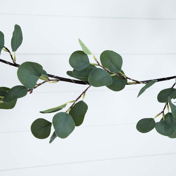 6.5 Lighted Artificial Eucalyptus Garland with 100 Warm White LED Lights - SKU #W1368 - 9