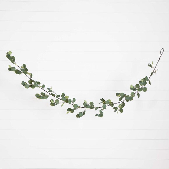 6.5 Lighted Artificial Eucalyptus Garland with 100 Warm White LED Lights - SKU #W1368 - 10