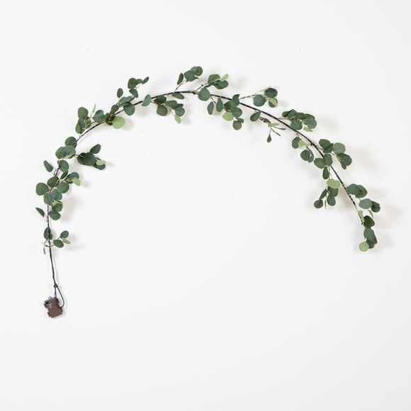 6.5 Lighted Artificial Eucalyptus Garland with 100 Warm White LED Lights - SKU #W1368 - 11