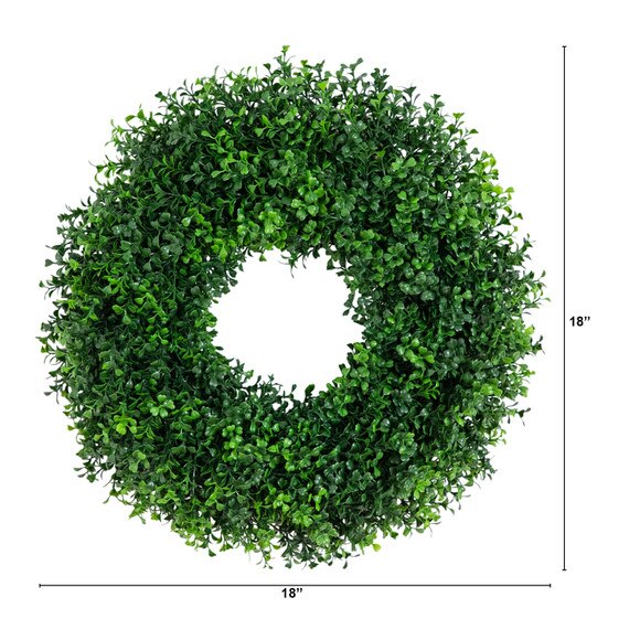 18-in Pre-Lit Artificial Boxwood Wreath with 25 Warm White LED Lights - SKU #W1386 - 5