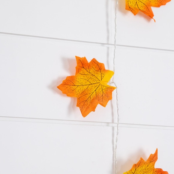 5-ft Pre-Lit Autumn Maple Leaf Artificial Fall Garland with 10 Warm White LED String Lights - Set of 3 - SKU #W1388 - 2