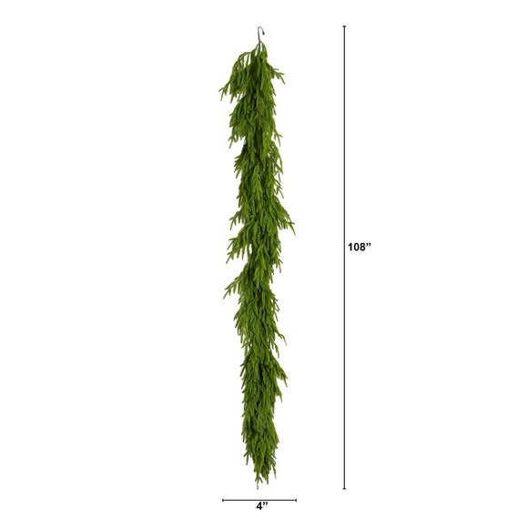 9-ft Pre-Lit Artificial Real Touch Norfolk Island Pine Garland with 50 Warm White LED Lights and Natural Look - SKU #W1394 - 1