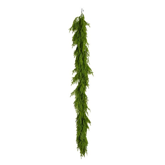 9-ft Pre-Lit Artificial Real Touch Norfolk Island Pine Garland with 50 Warm White LED Lights and Natural Look - SKU #W1394 - 6